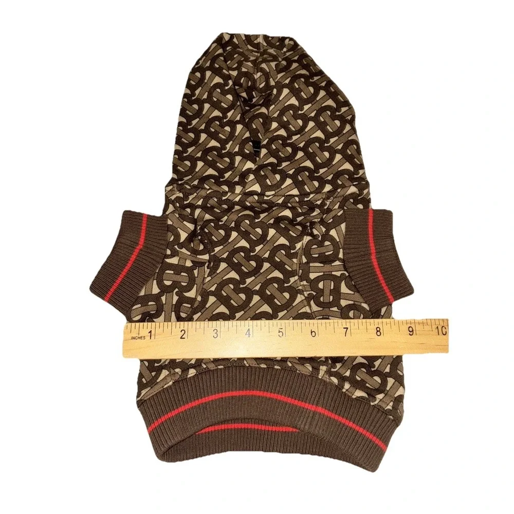 Burberry Dog Pet Hoodie S Bridle Brown TB Monogram NEW